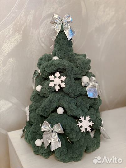 Елка вязаная handmade из плюшевой пряжи