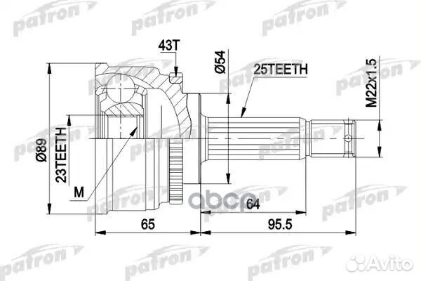 Шрус наружн к-кт 25x54x23 ABS:43T mitsubishi: C