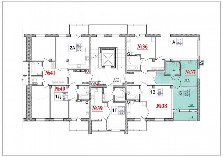 1-к. квартира, 40,4 м², 7/9 эт.