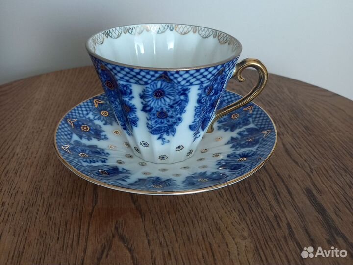 Чайная пара лфз кобальтовая сетка, узор
