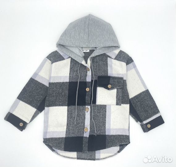 Рубашка в клетку с капюшоном