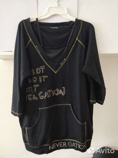 Кофта-туника черного цвета, размер 50-54