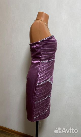 Платье-бандо вечернее с камнями