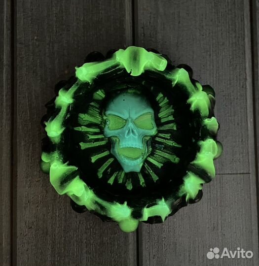 Пепельница Череп 1246 ручной работы светящаяся