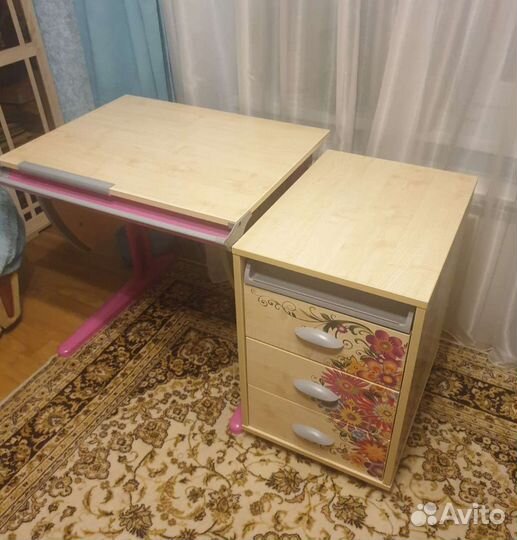 Растущий стол+стул+тумба Дэми