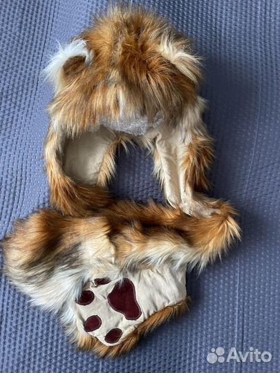 Шапка - шарф с ушками подростковая