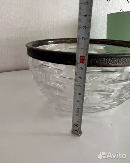 Хрустальная конфетница СССР Мельхиор