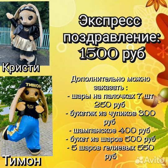 Ростовые куклы зайка Тимон и Кристи