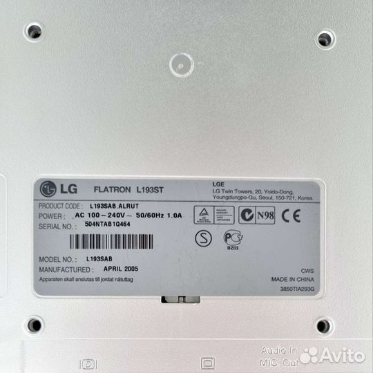 Телевизор-монитор LG Flatron L193ST на запчасти