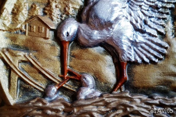 Панно барельеф Аист счастья