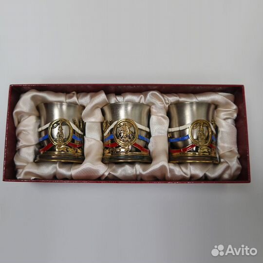 Рюмки подарочные, литьё, позолота, набор из 3шт