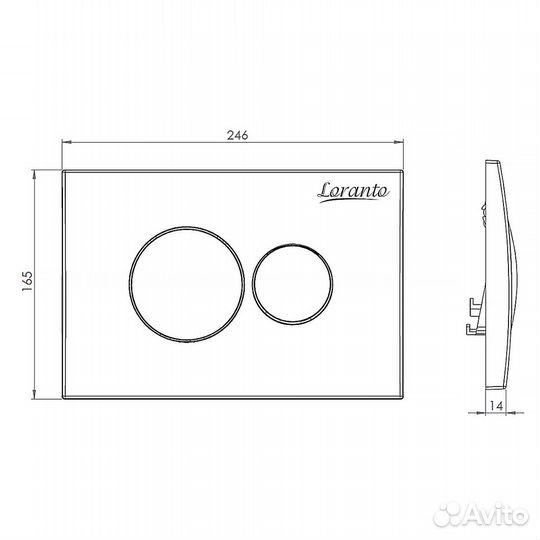 Кнопка смыва Loranto 24.6х1.4х16.5 для инсталляци