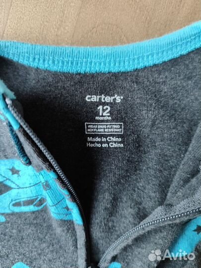 Слип carters 74 12M на молнии для мальчика