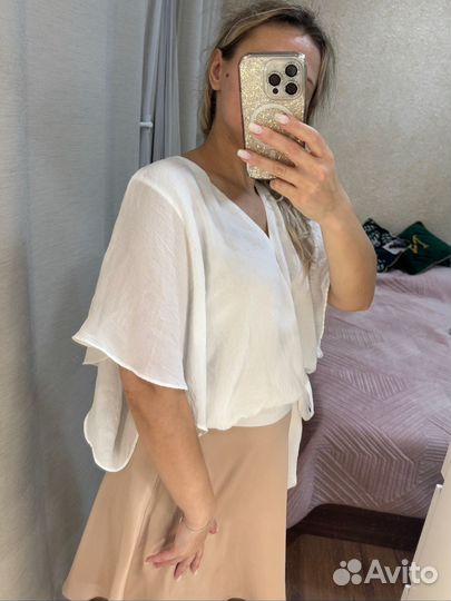 Белая блуза летучая мышь 44-46