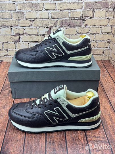 Кроссовки new balance 574 кожаные коричневые