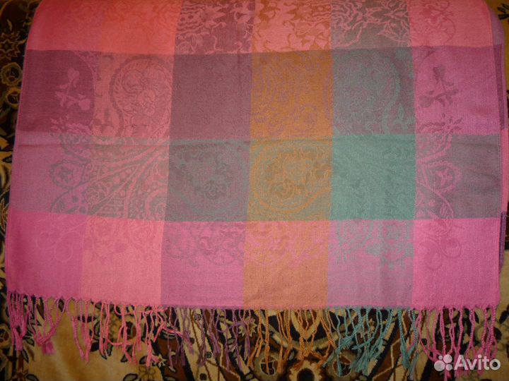 Палантин-шерсть, крепдешин, косынка рюлекс Япония