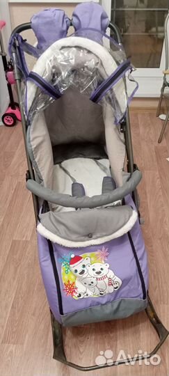 Детские санки коляска с колесами