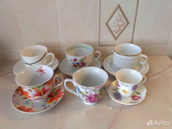 Чайные и кофейные чашки для творчества.Цена за все