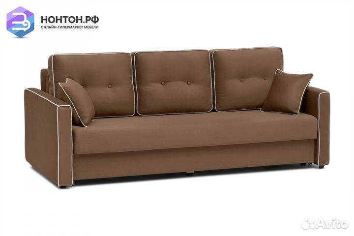 Диван еврокнижка Леон 3-х местный коричневый