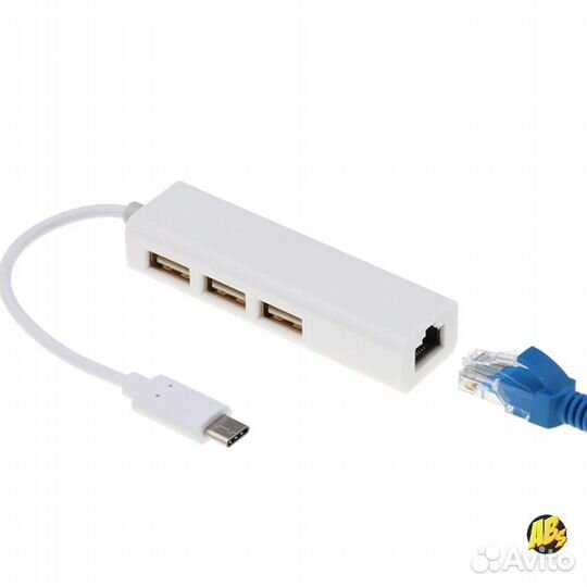 USB-C хаб на 3 USB и RJ45 ethernet концентратор