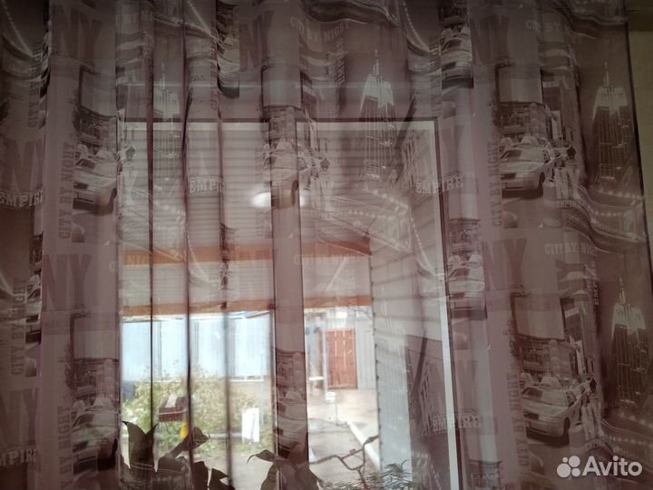 Тюль с рисунком, цвет серый