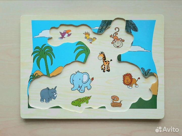Деревянный доска пазл-сортер/мозаика 
