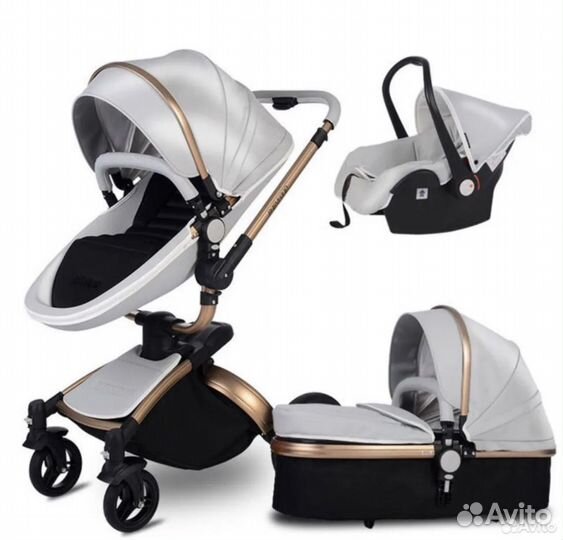 Коляска aulon 3в1 экокожа новая