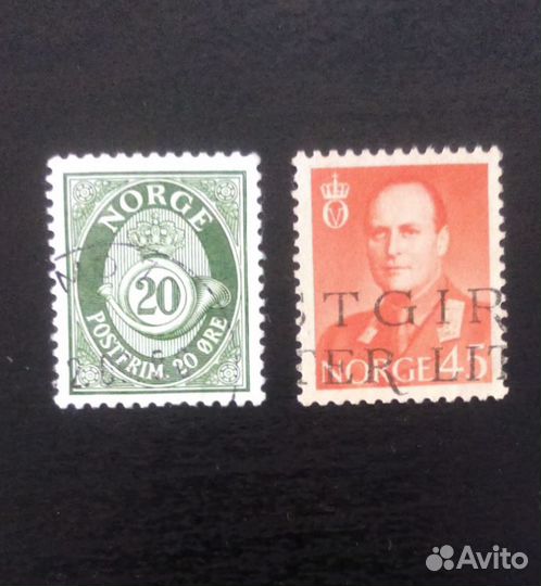 Марки королевства Норвегия, 20й век (2 шт)