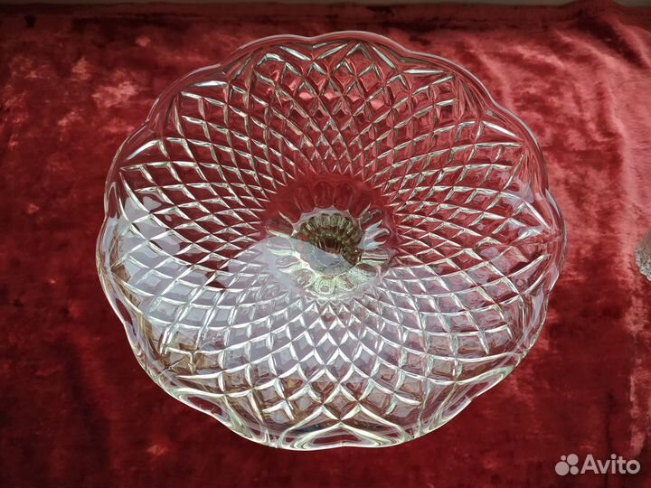 Фруктовница Стеклянная ваза на ножке СССР винтаж