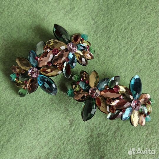 Заколка автомат для волос зажим кристаллы стразы