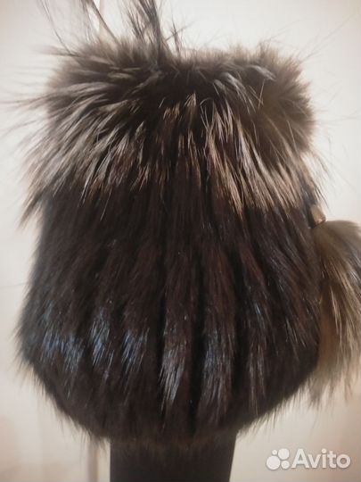Шапка зимняя женская норковая с чернобуркой