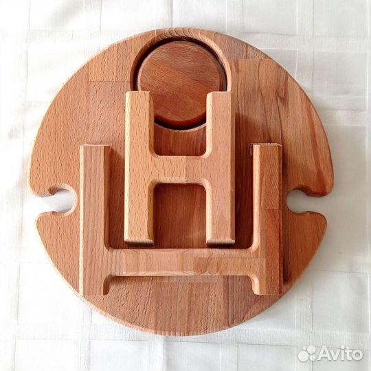 Винный столик деревянный с менажницей My Tinga