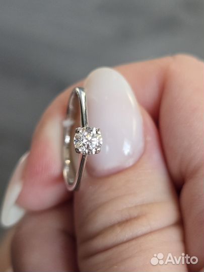 Кольцо белое золото бриллиант 0,34 карат