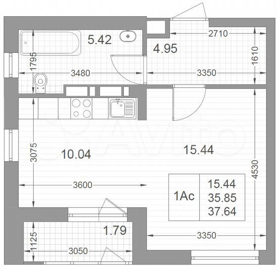 Квартира-студия, 37,6 м², 17/17 эт.