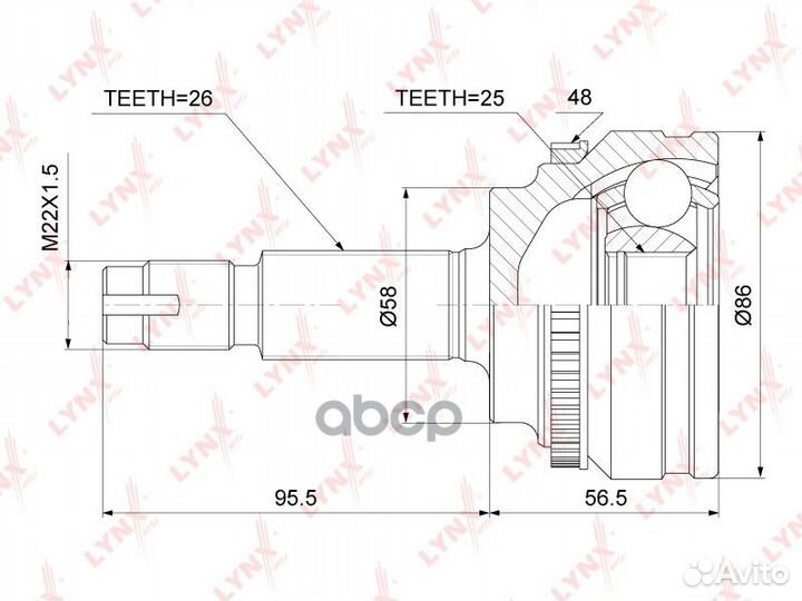 Шрус внешний перед прав/лев CO3753A lynxauto