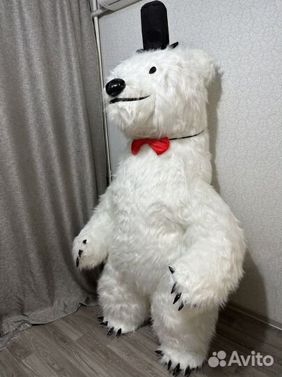 Аэро медведь, умка надувной костюм белого мишки