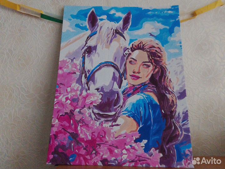 Картина девушка с лошадью