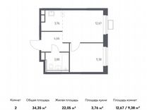 1-к. квартира, 34,4 м², 16/17 эт.