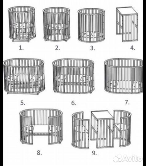 Детская кроватка трансформер с маятником