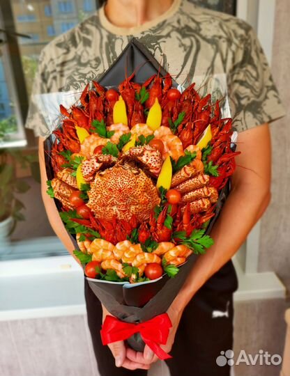 Морская корзина с крабом/вкусный подарок мужчине