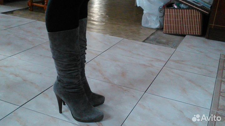 Сапоги зимние замшевые