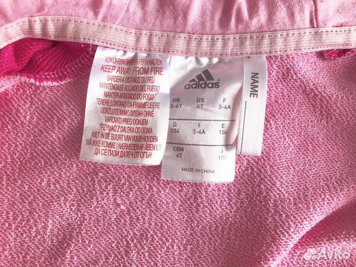 Толстовка кофта для девочки adidas адидас 104