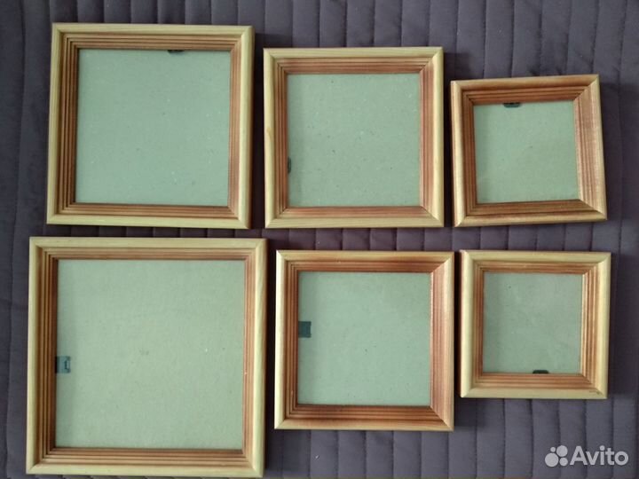 Набор из 6 фоторамок разного размера (дерево)новые