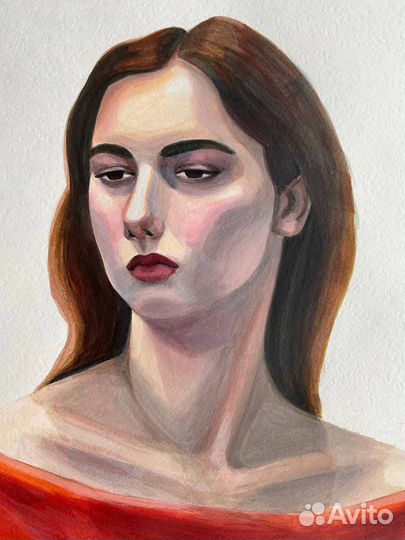 Портрет цветной с натуры А3 рисунок живопись