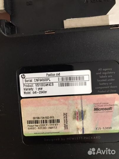 Ноутбук hp pavilion dv6 на запчасти