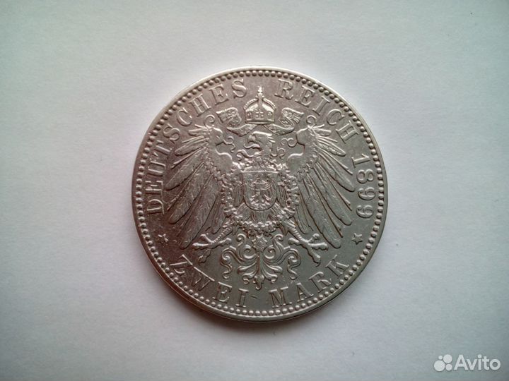2 Марки 1899 Германия Пруссия Серебро оригинал UNC
