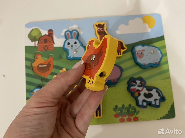 Сортер вкладыши деревянный с доской для рисования