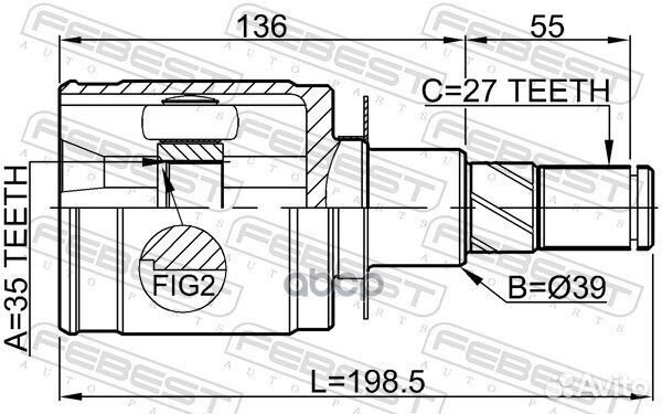 0211-D40AT шрус внутренний левый к-кт35X39X27