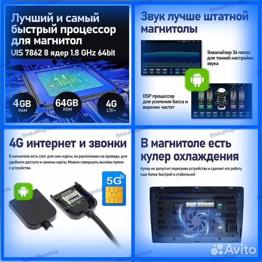 Магнитола universal 10 дюймов 4/64GB