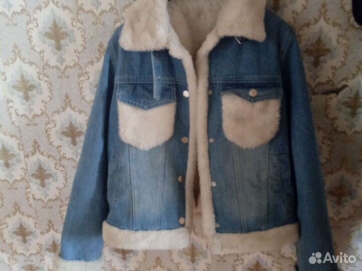 Джинсовая куртка с мехом женская 46 48